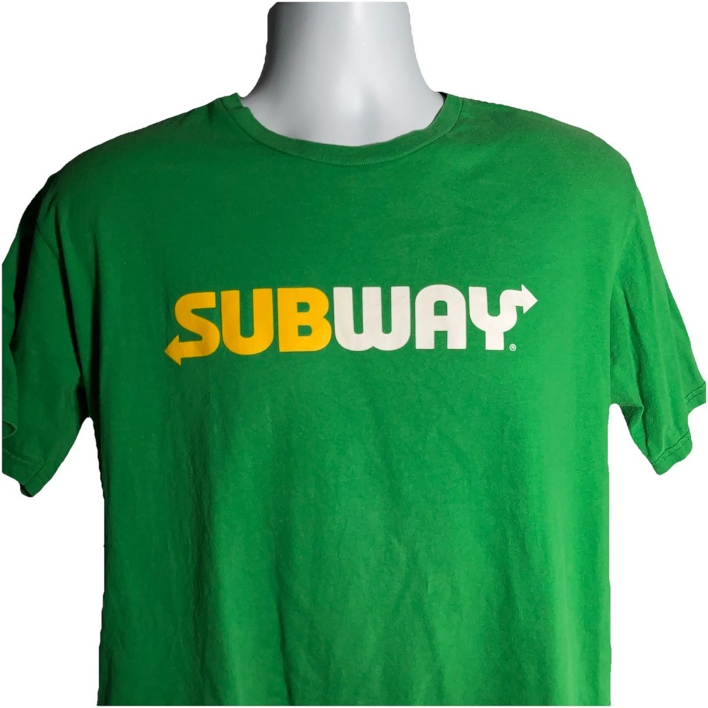 SUBWAY T Shirt Logo Green Worker Staff Employee Restaurant‎ Size XL
